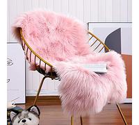 YIHAIC Pelliccia sintetica Tappeto vello di pecora, Pecora Agnello imitazione pelliccia sintetica decorativa, Capelli lunghi imitazione cotone letto divano Matte Tappetino da bagno (rosa, 75 x 120cm)