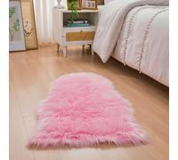 YIHAIC Pelliccia sintetica Tappeto vello di pecora, Pecora Agnello imitazione pelliccia sintetica decorativa, Capelli lunghi imitazione cotone letto divano Matte Tappetino da bagno (rosa, 60 x 90 cm)
