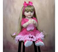 YIHANGG Bambole Reborn in Silicone Morbido Femmina 55cm Capelli Lunghi Biondi Bambolotti per Bambina Che Sembrano Veri Bambolotto Neonato Realistico Compleanno Regalo di Natale