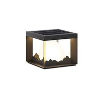 YIHANSS Black Square Light Light Outdoor IP65 IP65 Post Light Modern Modern Modern Minimalist Lanterna Lampada Solare Post Piedistal Lampada per Cortile/Ringion/Parete (25 cm)