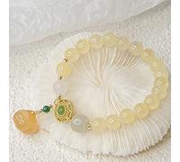 YIHANSS Bracciale di ricchezza Feng Shui Bracciale Citrino Bracciale Vintage Lucky Pumpkin Prosperità Charm Hetian Nephrite Bangle Chakra Gem Gem Amulet per Successo Cinnabar