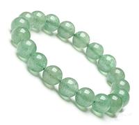YIHANSS Braccialetto di cristallo feng shui bracciale di quarzo a fragole verde per donne autentiche perle rotonde da 6/8/10 mm gemma gemma bracciale attirano bene la fortuna amore romanticismo, 6 mm