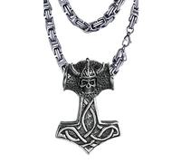 YIHANSS Collane Scheletro Skeleton Hammer, per Uomini Gioielli di amuleto Nordico, con imperatore bizantino King Chain/50 cm (Colore: 80 cm)