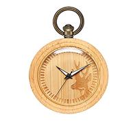YIHANSS Confezione con scatola senza copertura Cervo in bronzo/Torre Eiffel/Striscia dell'aquila Orologio da tasca al quarzo in vero legno Catena FOB Donna Uomo Orologio maschile