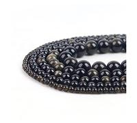 YIHANSS Cristallo Naturale Ruvido Naturale Nero ossidiano in Pietra Rotonda Perle sciolte per Gioielli Accessori Bracciale Fai-da-Te 4 6 8 10 12 mm Crystal Decorazione per la casa all'Ingrosso