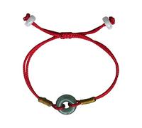 YIHANSS Green Jade Donut Ping A Bracciale Fibbia Natural Jade Cuff Women Bangle Red String Regalo personalizzato per Mom Sister Gift per lei, Cinnabar regolabile