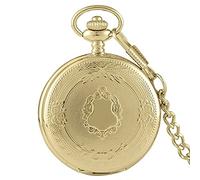YIHANSS Orologio da tasca analogico al quarzo con motivo a scudo intagliato delicato in bronzo/argento/oro creativo, orologio da tasca in rattan floreale