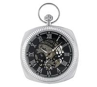 YIHANSS Orologio da tasca meccanico antico nero/argento/oro, unico, quadrato, 30 cm, con catena a serpente, carica manuale, orologio di alta qualità, oggetti da collezione artistici