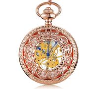 YIHANSS Orologio da tasca meccanico retrò con catena, stelle dorate, scheletro, steampunk, vintage, da uomo e da donna, a carica manuale