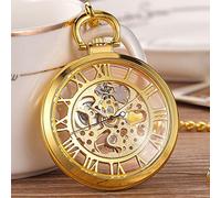 YIHANSS Orologio da tasca meccanico Steampunk con pendente a catena, scheletro trasparente, in metallo cavo, vintage, da uomo