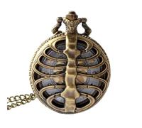 YIHANSS Orologio da tasca meccanico stile retrò con costole cave nere Orologio da tasca romano con scheletro Steampunk maschile con catena Fob da uomo