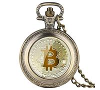 YIHANSS Retro placcato monete Bitcoin fisiche rublo replica orologio da tasca al quarzo metallo fisico imitazione antica monete BIT collezioni