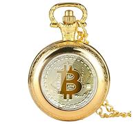 YIHANSS Retro placcato monete Bitcoin fisiche rublo replica orologio da tasca al quarzo metallo fisico imitazione antica monete BIT collezioni