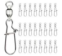 YIHAOH 25 Pezzi Girelle da Pesca per Cuscinetti, Moschettoni Pesca in Acciaio Inossidabile, Cuscinetto a Sfere Girelle da Pesca con Scatto, per Spigole, Persici, Salmoni E Trote