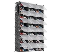 YIHATA Scarpiera, 3 x 12 Livelli Portascarpe 72 Paia di Scarpe, Scaffale Portaoggetti Modulare, con Sportello Trasparente, Pannelli di Plastica per Corridoio Soggiorno Camera da Letto, Nero