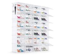 YIHATA Scarpiera, 4 x 12 Livelli Portascarpe 96 Paia di Scarpe, Scaffale Portaoggetti Modulare, con Sportello Trasparente, Pannelli di Plastica per Corridoio Soggiorno Camera da Letto, Bianco