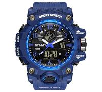 Yihou Orologio da polso da uomo, militare, sportivo, elettronico, tattico, militare, con cronometro, impermeabile, digitale, 3169_blu