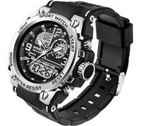 Yihou Orologio da polso da uomo, militare, sportivo, elettronico, tattico, militare, con cronometro, impermeabile, digitale, 6024_argento