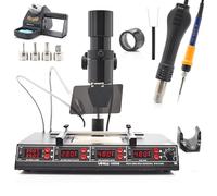 Yihua 1000B Stazione Saldante Professionale 4 in 1 IR 1450W con Lampada Infrarossi, Aria Calda, Preriscaldatore e Saldatore a Stilo, Kit Riparazione Circuiti BGA SMD con Sonda PID e 4 Display LCD