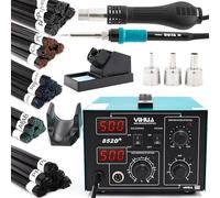 Yihua 852D+ Stazione Saldante Professionale 2 in 1 Aria Calda 740W, Kit Saldatrice per Plastica Paraurti Auto con 500g di Filo Termoplastico Mix strisce e triangoli PP ABS PP/EPDM PC+PBT PP-T40