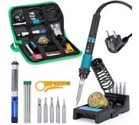 YIHUA 947-IX Kit Saldatore a Stagno Professionale con Temperatura Regolabile 220~480°C Pulsante di Accensione Kit Saldatore Stagno con Temperatura Controllata ESD-Sicuro con Supporto (EU PLUG)