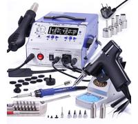 YIHUA 948-II stazione dissaldante con stazione saldante 4-IN-1 con 60W saldatura, dissaldatore, saldatore aria calda, Penna Aspirante con 30 accessori(EU PLUG)