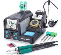 YIHUA 982D Stazione Saldante di Precisione con saldatore a stagno Punte C210 e C245, Filo di Saldatura Senza Piombo, Impugnatura Compatibile con C210 & C245, Calibrazione Automatica della Temperatura