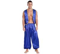Yihuimin Abbigliamento Arabo Adulto Uomo Gilet Pantaloni Danza Orientale Hip Hop Jazz Costume Principe Halloween Cosplay S Xl Blu reale 3XL