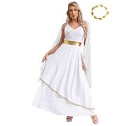 Yihuimin Abito Da Dea Greca Donna Costume Da Imperatrice Romana Abito Antico Per Adulti Halloween Carnevale Festa Taglie Sxl Bianco 4XL