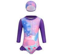 Yihuimin Costume da Bagno Bimba Pezzi Sirena Rash Guard Bambini Set Bikini Protezione Solare Anti UV Top Bagno Maniche Lunghe Viola 18-24 Mesi