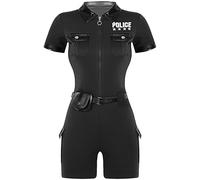 Yihuimin Costume Da Poliziotta Donna Sexy Tuta Donna Polizia Body Corto Carnevale Halloween Mascherata Nero L