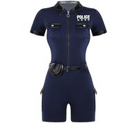 Yihuimin Costume Da Poliziotta Donna Sexy Tuta Donna Polizia Body Corto Carnevale Halloween Mascherata Blu navy S