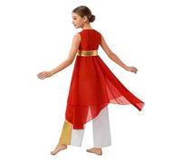 Yihuimin Costume Danza Lode Metallico Le Bambine Danze Lode E Riti Religiosi Rosso e Bianco 7-8 Anni