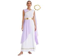 Yihuimin Costume Dea Greca Donna Con Fascia Corona D Alloro Abito Roma Antica Costume Grecia Antica Festa Carnevale Halloween Cosplay Lavanda M