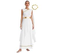 Yihuimin Costume Dea Greca Donna Con Fascia Corona D Alloro Abito Roma Antica Costume Grecia Antica Festa Carnevale Halloween Cosplay Bianco S