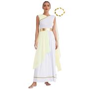 Yihuimin Costume Dea Greca Donna Con Fascia Corona D Alloro Abito Roma Antica Costume Grecia Antica Festa Carnevale Halloween Cosplay Champagne M