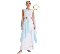 Yihuimin Costume Dea Greca Donna Con Fascia Corona D Alloro Abito Roma Antica Costume Grecia Antica Festa Carnevale Halloween Cosplay Azzurro chiaro 3XL