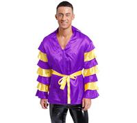 Yihuimin Costume Rumba Spagnolo Uomo Adulto Giacca Top Maniche Lunghe Abbigliamento Carnevale Halloween Taglie S4xl Viola 4XL
