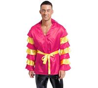 Yihuimin Costume Rumba Spagnolo Uomo Adulto Giacca Top Maniche Lunghe Abbigliamento Carnevale Halloween Taglie S4xl Rosa acceso XXL