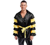 Yihuimin Costume Rumba Spagnolo Uomo Adulto Giacca Top Maniche Lunghe Abbigliamento Carnevale Halloween Taglie S4xl Nero 4XL