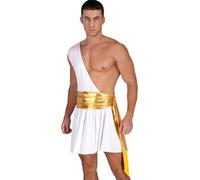 Yihuimin Costumi Travestimento Toga Greca Lusso Uomo Gonna Da Gladiatore Uomo Dio Greco Antica Roma Imperatore Romano Cosplay Carnevale Festa S3xl Bianco L