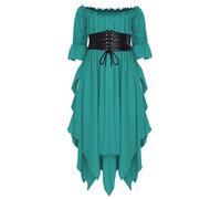 Yihuimin Fille Robe Victoria Vêtements Renaissance Avec Ceinture Gothique Médiévale Manches Hors Épaule Robe À Coupe Irrégulière Fumée Ans Verde 15-16 anni