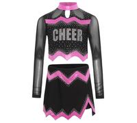 Yihuimin Rosa Per Bambina Abito Brillante Con Maniche Lunghe Costumi Per Per Calcio E Basket Per Creare Unatmosfera Di Gioco Abiti Per Bambina Dai Agli Anni Rosa scuro 5-6 anni