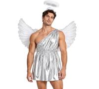 Yihuimin Uomo Set Costume Cupido Angelo Con Ali E Cappello Dio Greco Rosa | Costume Angelo Da Palco,Greco Antico,Vestibilità Ampia,Compleanno,Addio Al Celibato,Festa Di Halloween,Carnevale,Feste A Tema