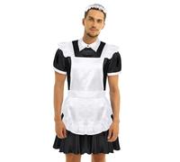 Yihuimin Uomo Travestimento Cameriera Sissy Lingerie Uniforme Cameriera Costume Maid Vestito Cameriere Grembiule Kimono Vestaglia Erotismo Abbigliamento Da Club Nero L