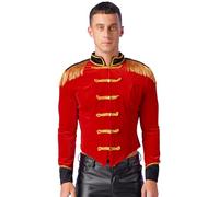 Yihuimin Veste Circo Uomo Domatore Travestimento Halloween Adulto Medievale Uomo Maniche Lunghe Costume Homme Leale Carnevale Festa Mxl Rosso XXL