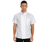 Yihuimin Veste da Chef Cuoco Uomo Donna Maniche Corte Abbigliamento da Chef Mantello Uniforme Ristorante Camice da Cucina Lavoro Adulto Mxl Bianco XL