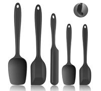Yiichiy Spatole in Silicone, Set 5 PCS Mestoli Cucina, 230℃ Resistente al Calore, Design Monopezzo Utensili per Cottura e Miscelazione (Nero)