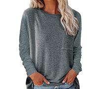Yiida Top a Tunica Autunnale per Donna, Top a Maniche Lunghe in Unita, comode t-Shirt Larghe in Cotone, Facili da Abbinare, per l'uso Quotidiano Data Sport d'ufficio