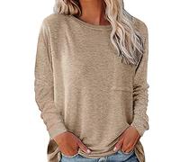 Yiida Top a Tunica Autunnale per Donna, Top a Maniche Lunghe in Unita, comode t-Shirt Larghe in Cotone, Facili da Abbinare, per l'uso Quotidiano Data Sport d'ufficio
